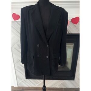 Vintage Lauren Ralph Lauren Petite Black Blazer Double Breasted 14P‎